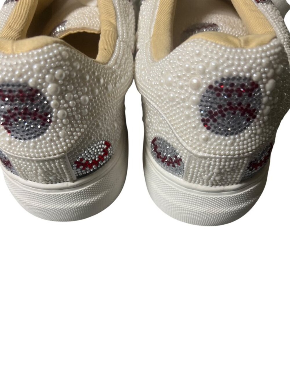 Betsey Johnson Sidny Baseball Rhinestone Pearl Platform Sneakers Size 11 - Picture 4 of 5